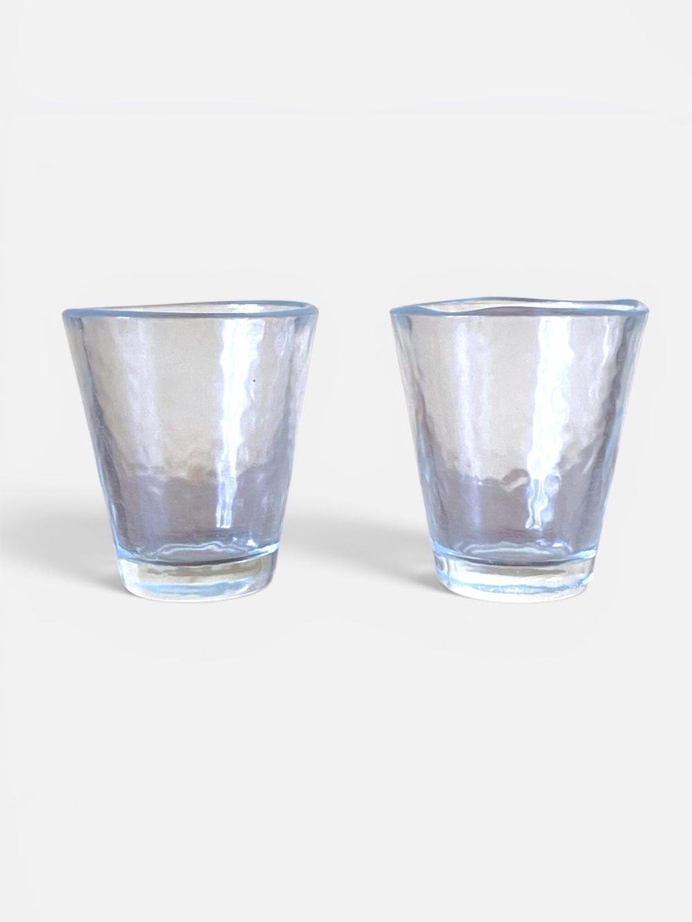 Bormioli Rocco Murano Clear 9 oz Flat Tumbler Glass Set of 2 Textured Hammered